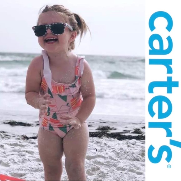 Carter's | Pink Ice Cream Flutter Sleeve One Piece Swimsuit | Size 18 Months - Picture 2 of 6
